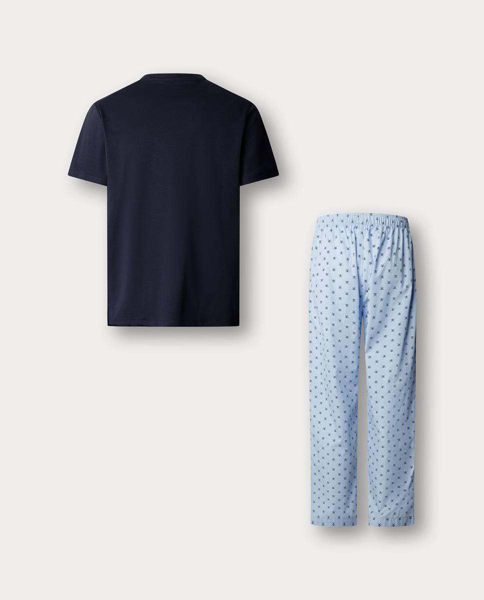 Conjunto de Pijama de Algodão com Logótipo Azul-marinho-2