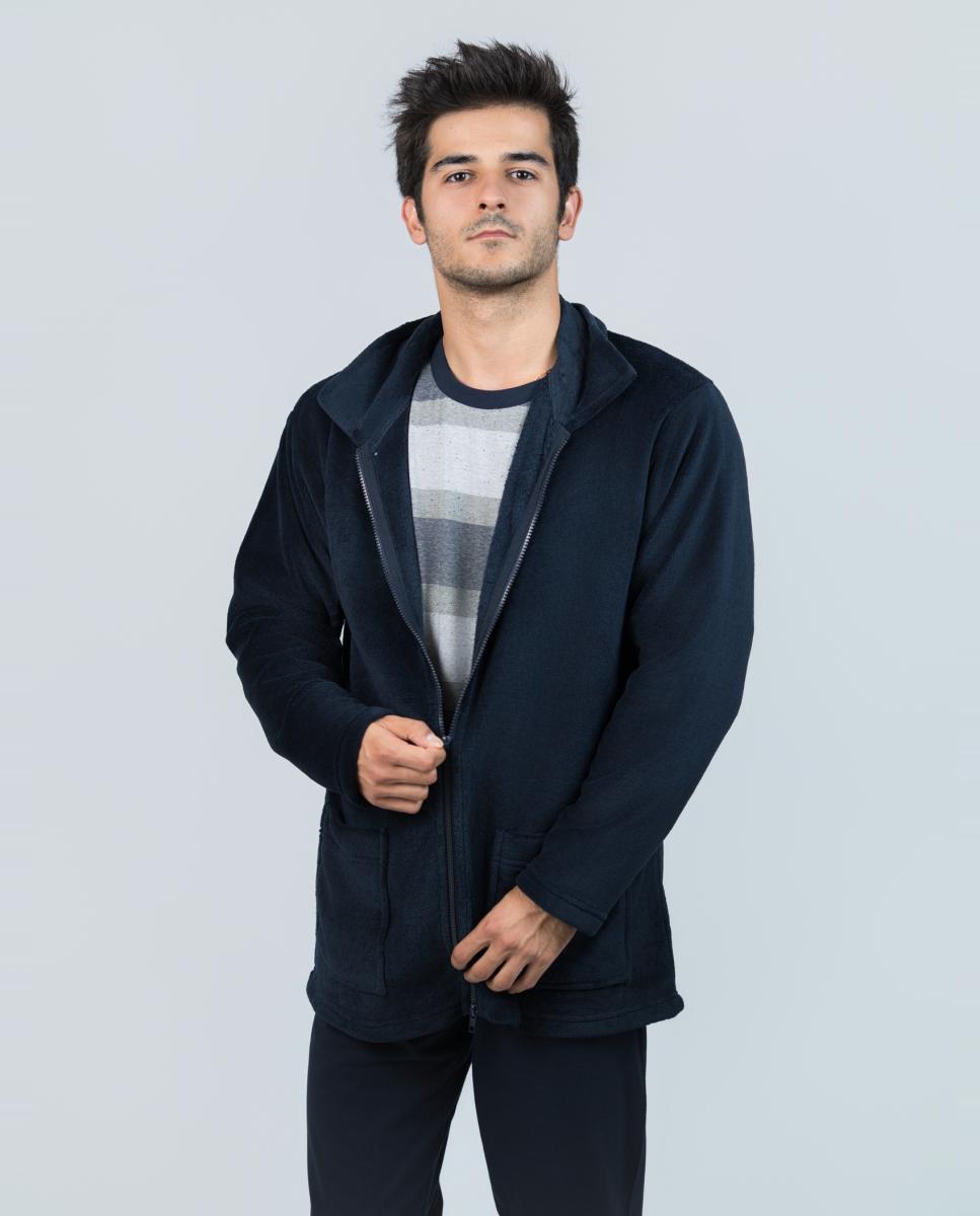 Imagen 0 de Bata de hombre de forro polar color marino Azul marino