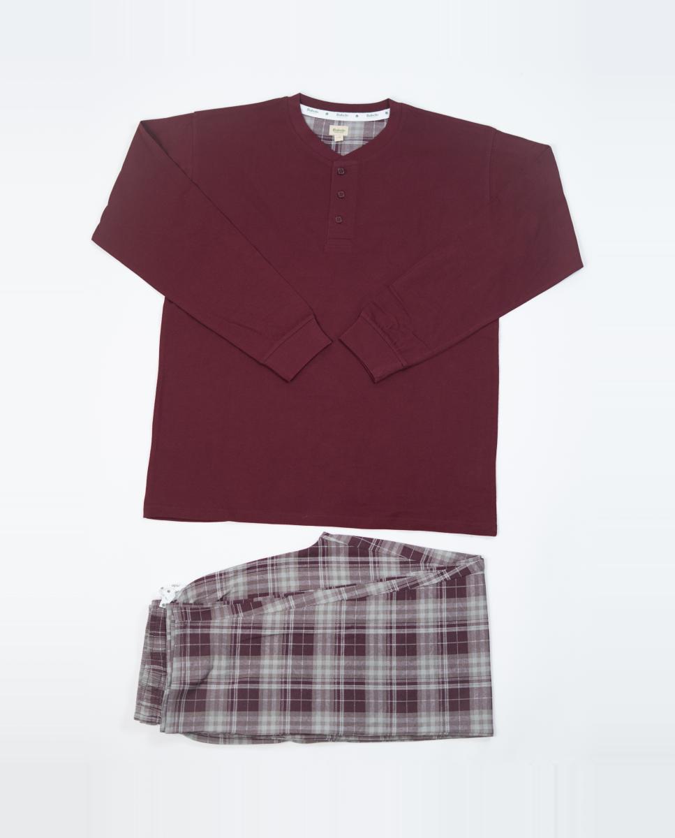 Pijama largo de hombre de punto liso color - Babelo - Granate Granate-3