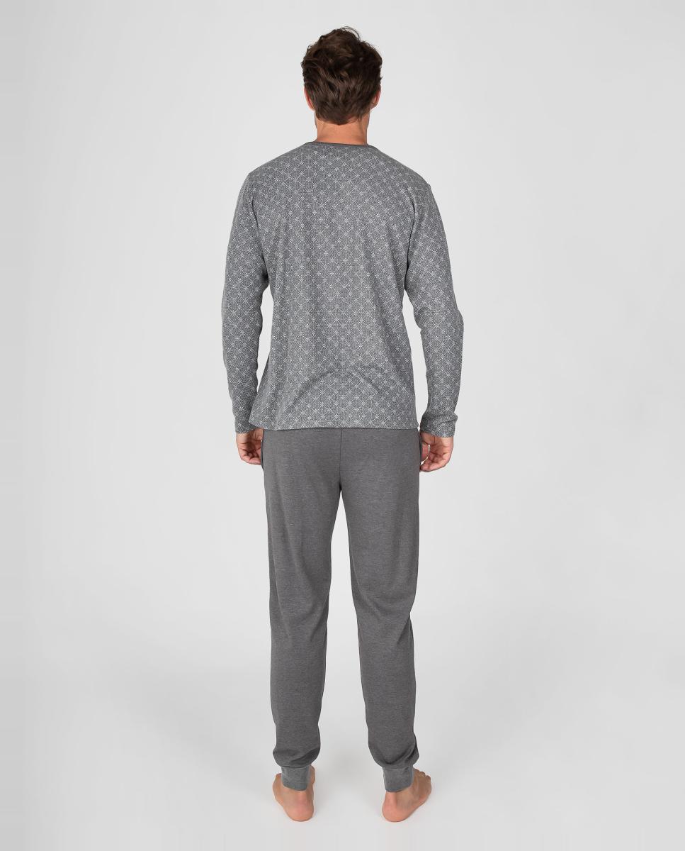 Pijama de Malha de Jacquard Cinzento-2