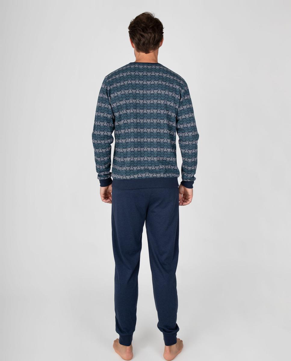 Pijama de Malha de Jacquard Azul-2