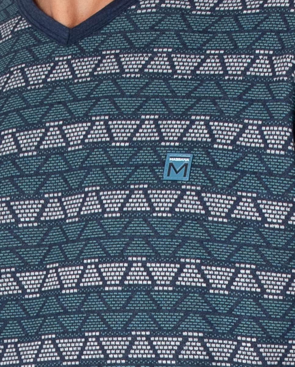 Pijama de Malha de Jacquard Azul-3