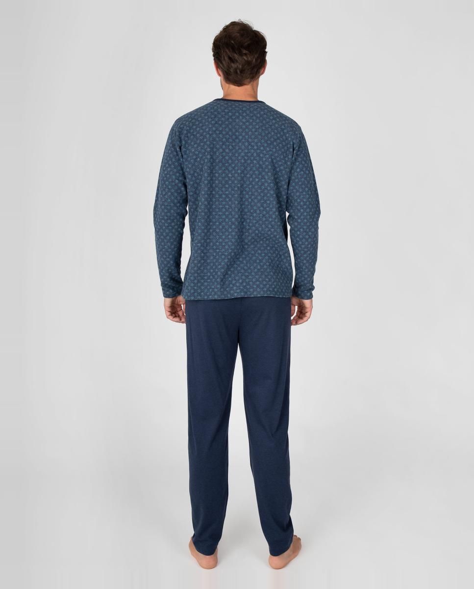 Pijama de Malha de Jacquard Azul-2