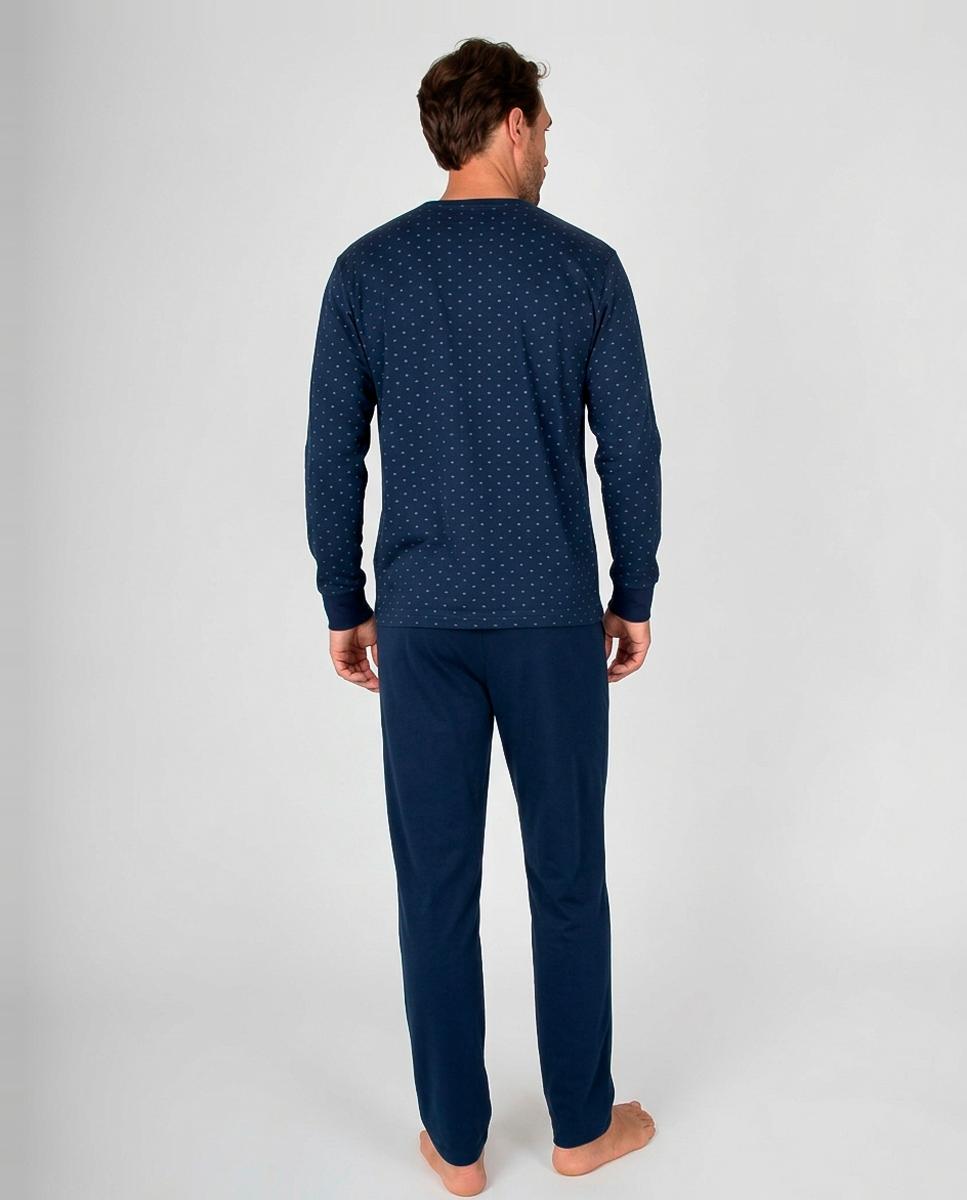 Pijama largo de hombre de punto de Jacquard - Massana - Azul Azul-2