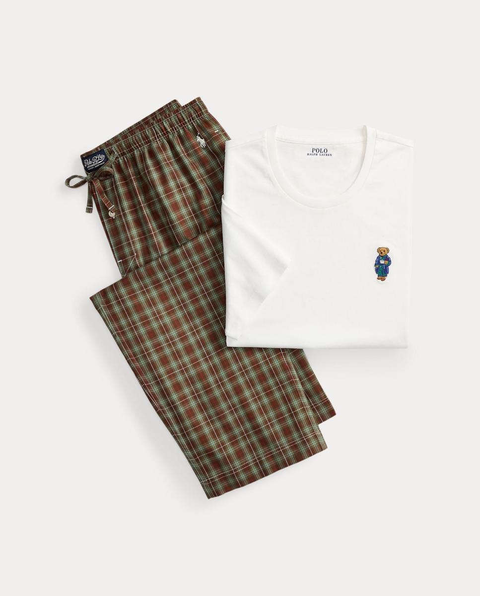 Pijama Comprido de Algodão com Polo Bear Castanho-5