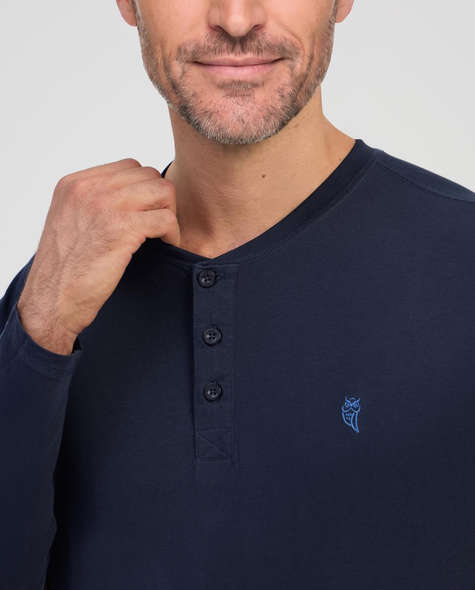 Camisola de Pijama Comprida de Malha - Azul Azul-marinho-3