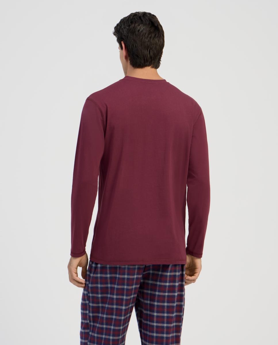 Camisola de Pijama Comprida de Malha - Vermelho Grená-2