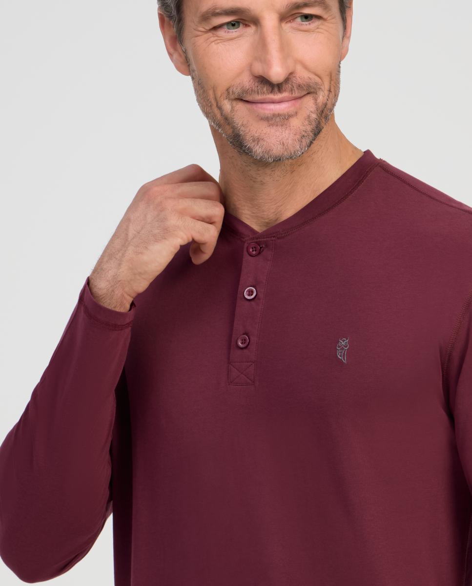 Camisola de Pijama Comprida de Malha - Vermelho Grená-3