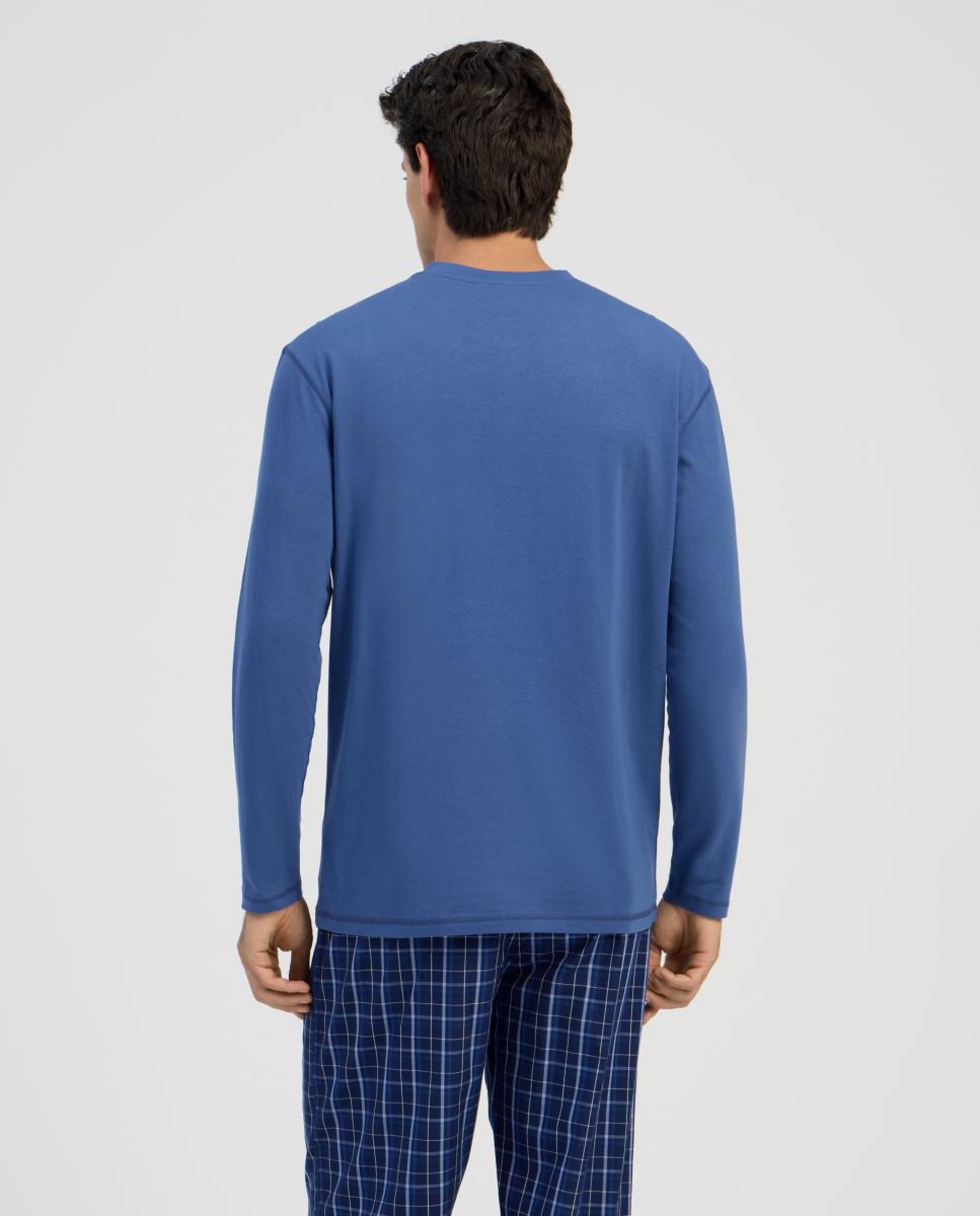 Camisola de Pijama Comprida de Malha - Azul Azul-2