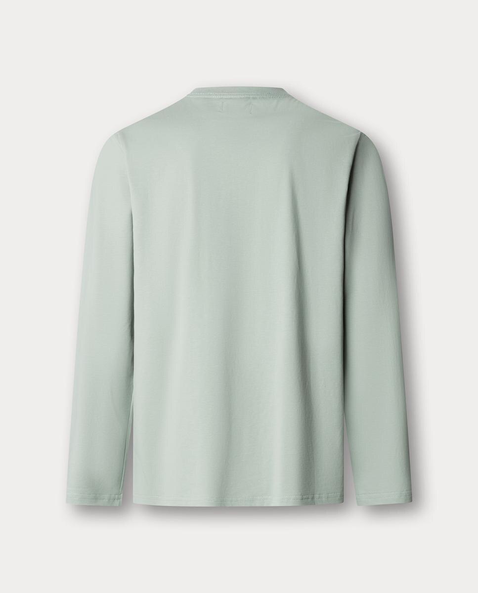Camisola de Algodão Elastano com Manga Comprida e Logótipo no Peito Verde-claro-2