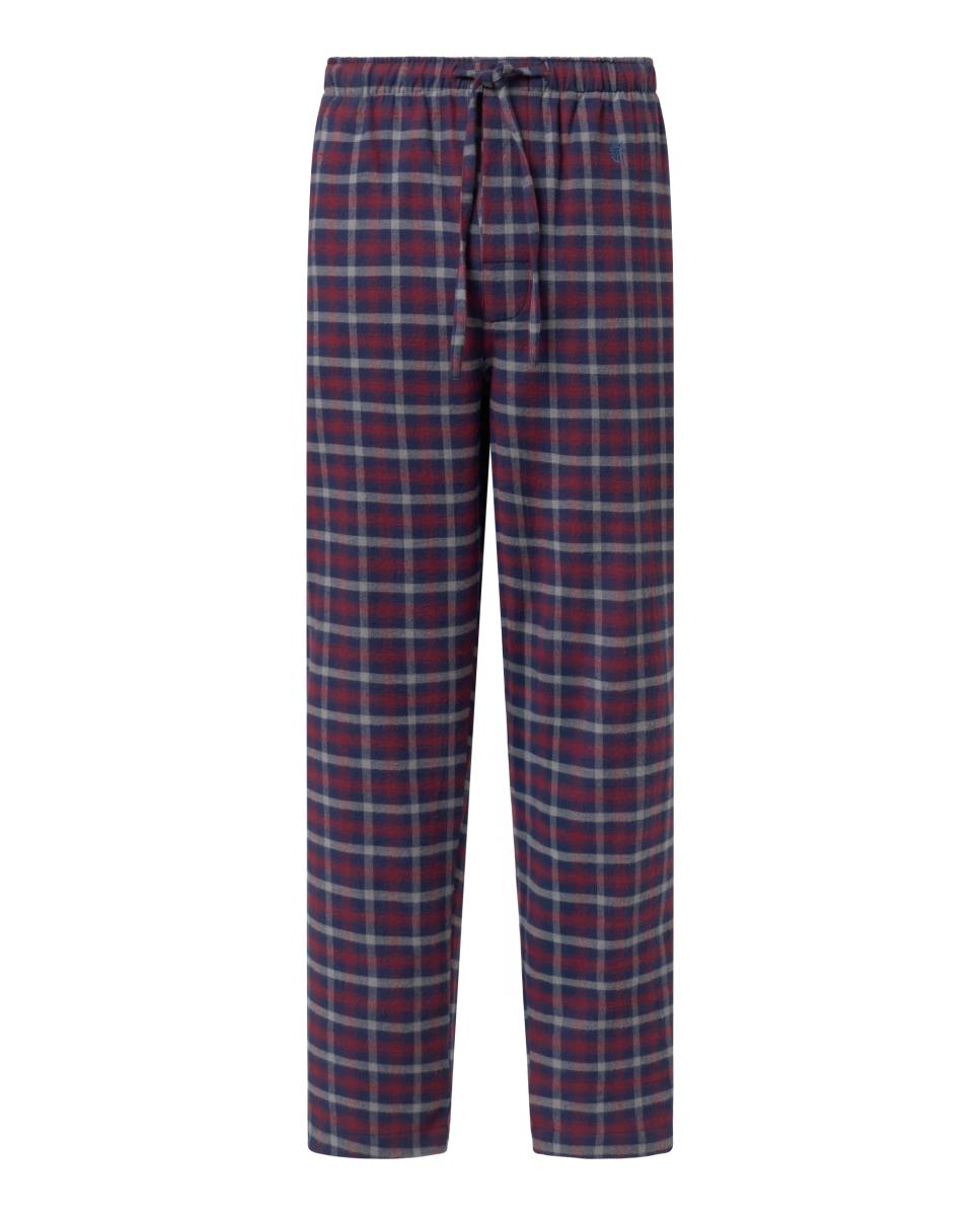 Calças de Pijama de Flanela - Vermelho Grená-4