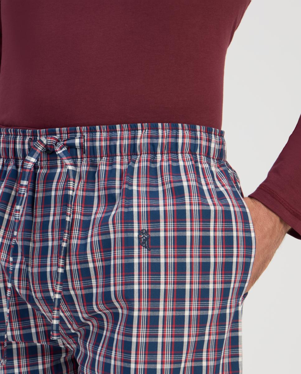 Calças de Pijama em Tecido - Vermelho Vermelho-3
