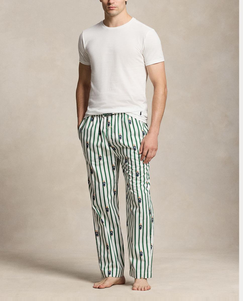 Imagen 0 de Pantalón de pijama de hombre de algodón con Polo Bear Verde oscuro
