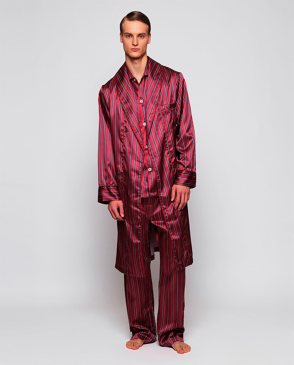 Robe Cruzado às Riscas Bordeaux-3
