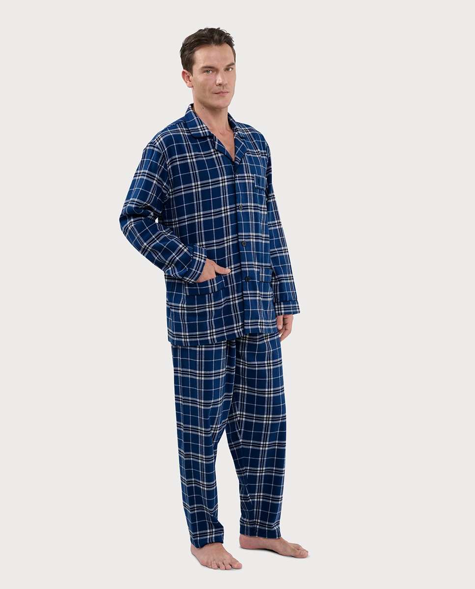 Pijama de Flanela com Aba Branco-1