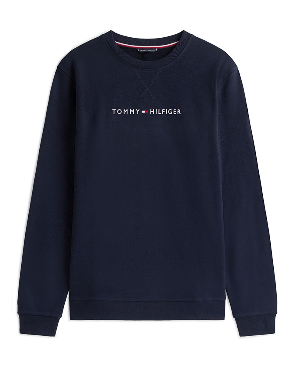 Sweatshirt de Decote Redondo com Logótipo Bordado Azul-marinho-6