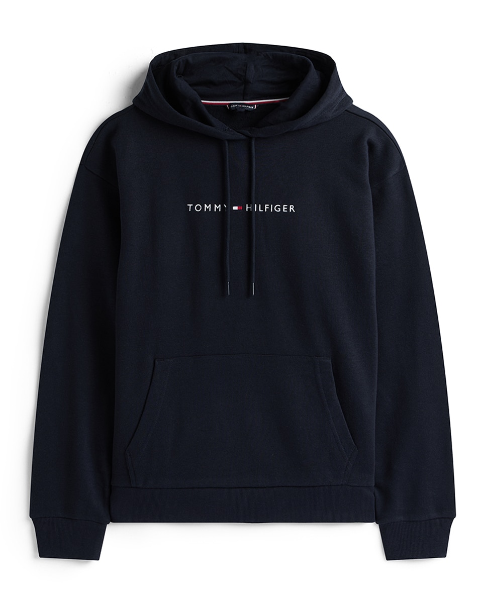 Sweatshirt com Capuz e Logótipo Bordado Azul-marinho-4