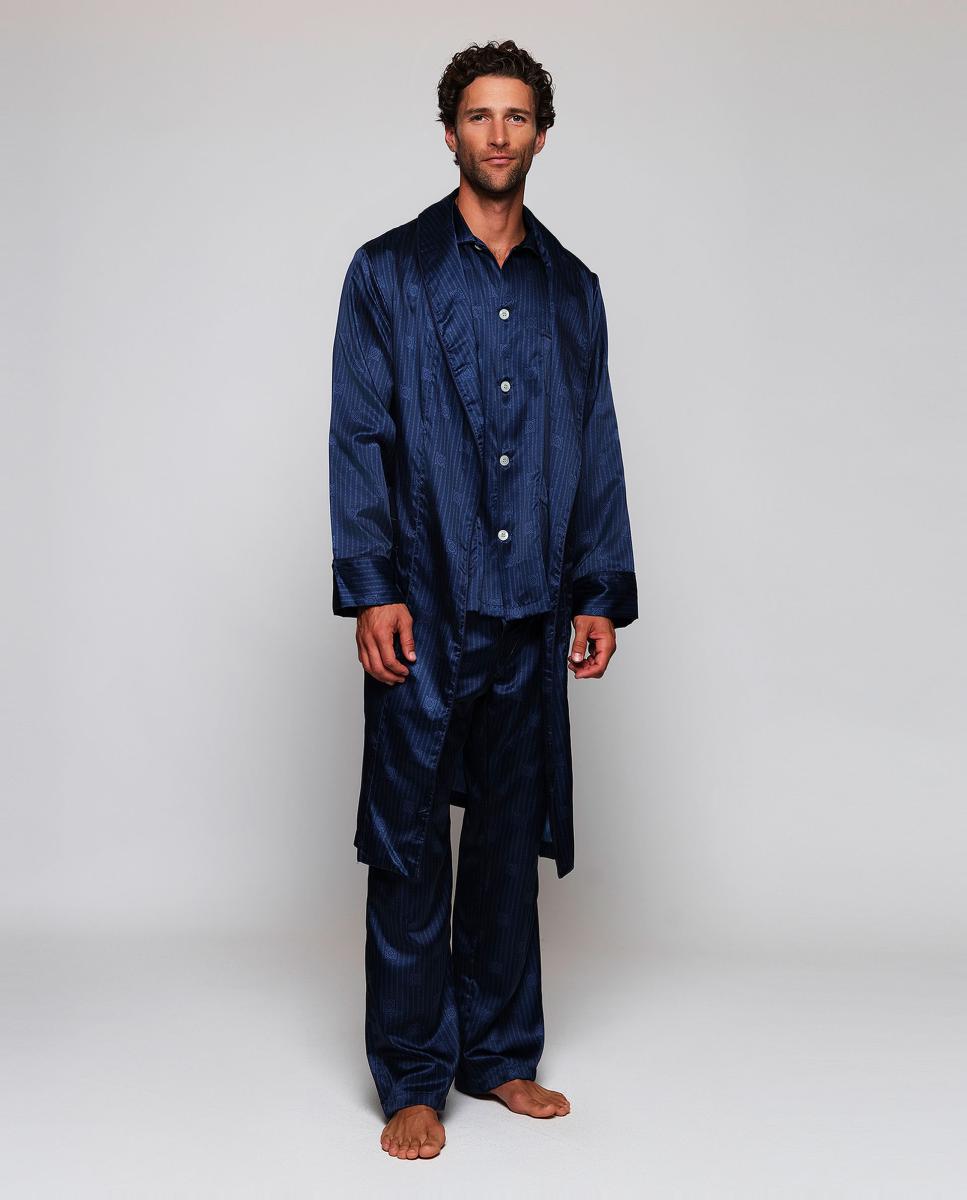 Bata cruzada estampada de hombre - Mirto - Azul marino Azul marino-2