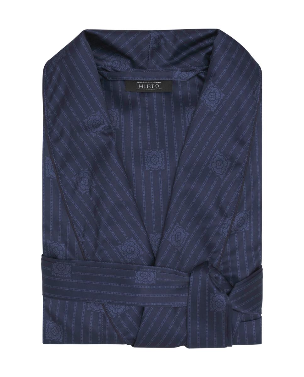 Bata cruzada estampada de hombre - Mirto - Azul marino Azul marino-4