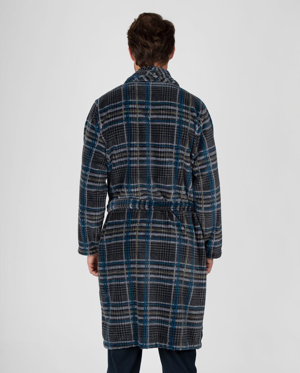 Robe Comprido Cruzado de Forro Polar Cinzento-2