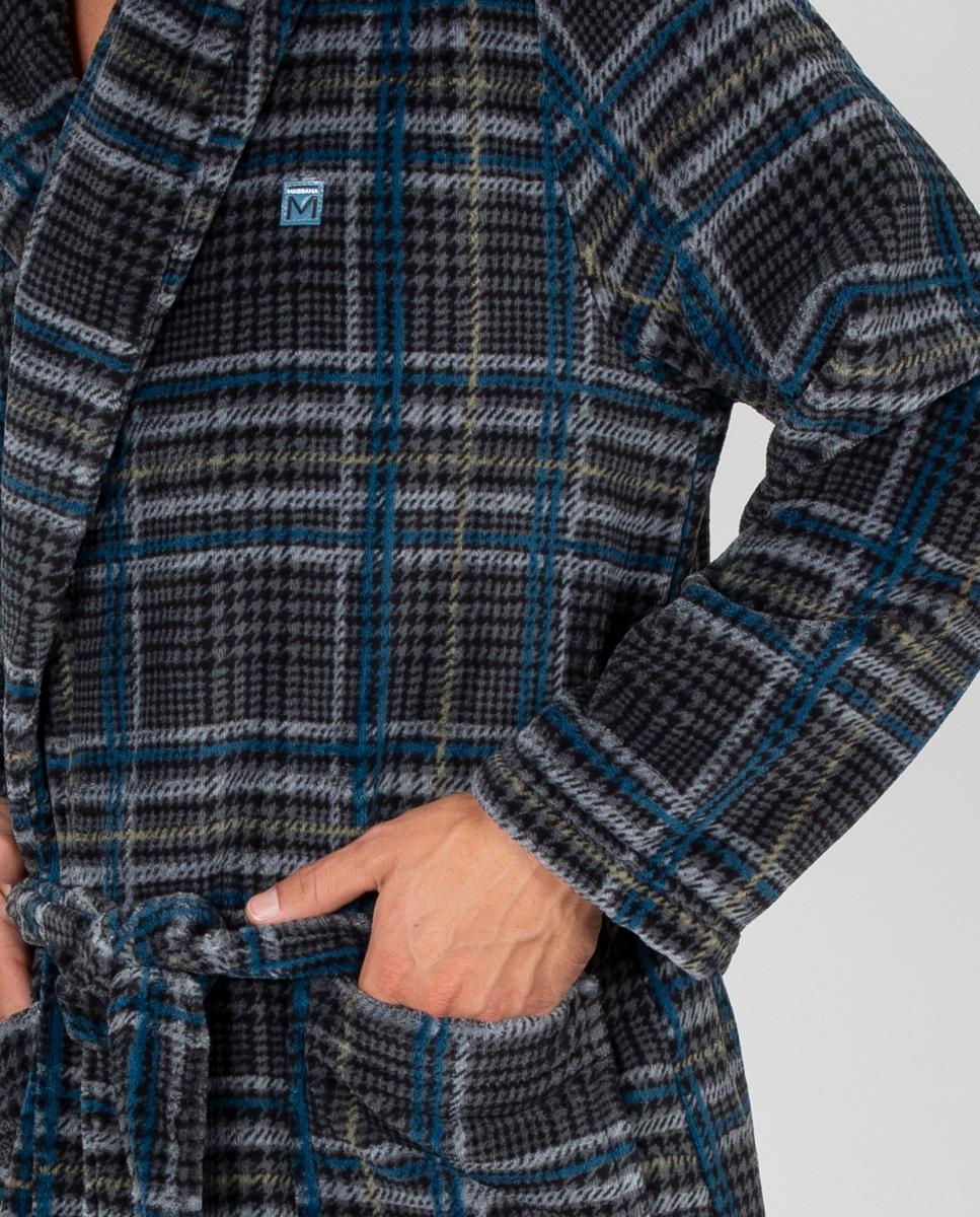 Robe Comprido Cruzado de Forro Polar Cinzento-3