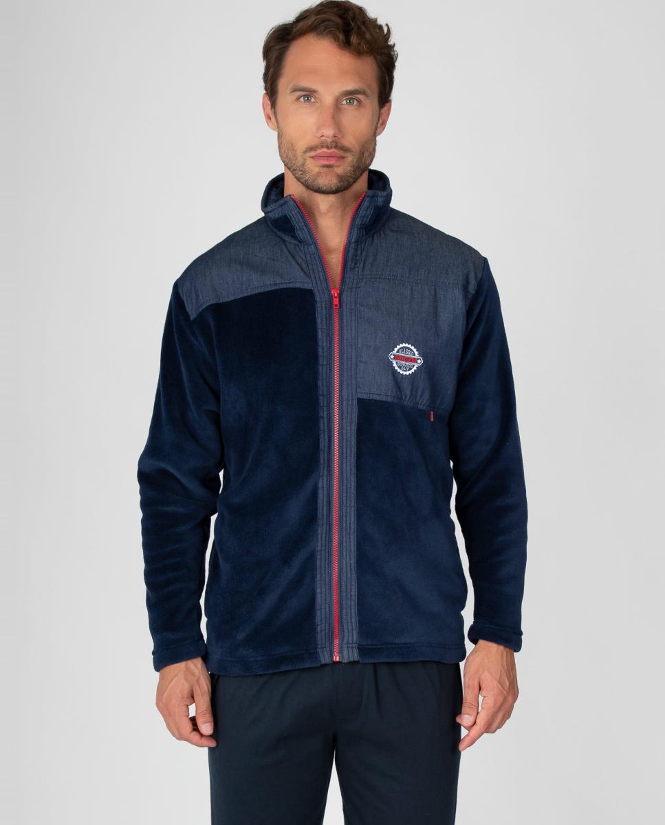 Imagen 0 de Bata corta de hombre de polar con cremallera Azul