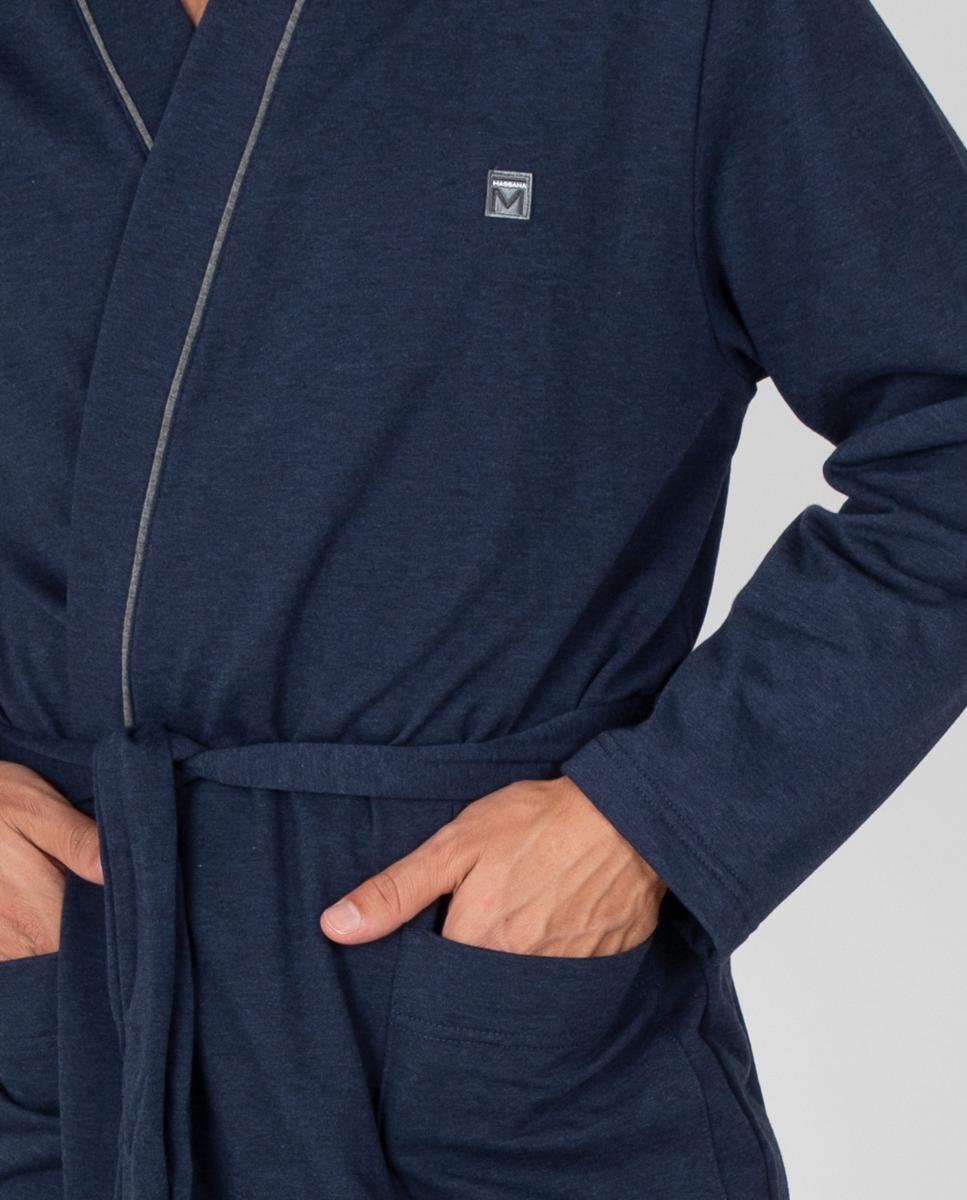 Bata larga de hombre de punto cruzada - Massana - Azul Azul-3