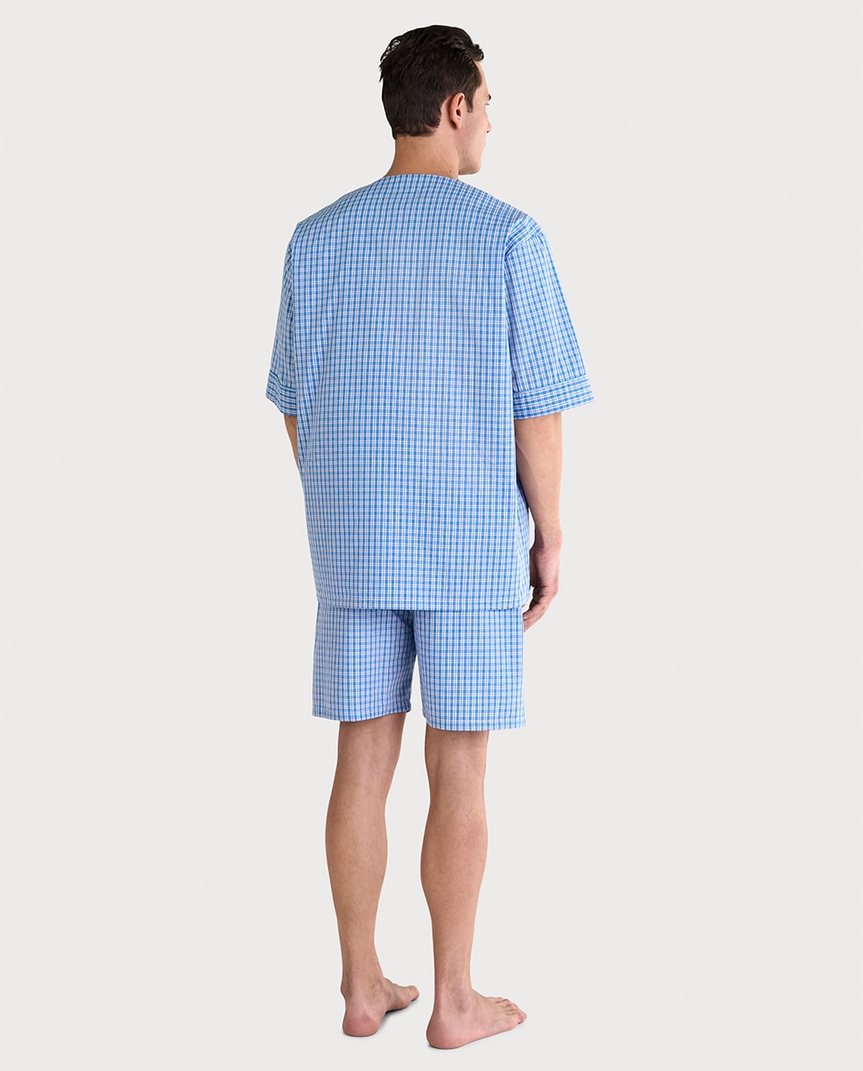 Pijama de Tecido Curto sem Gola Azul-celeste-2