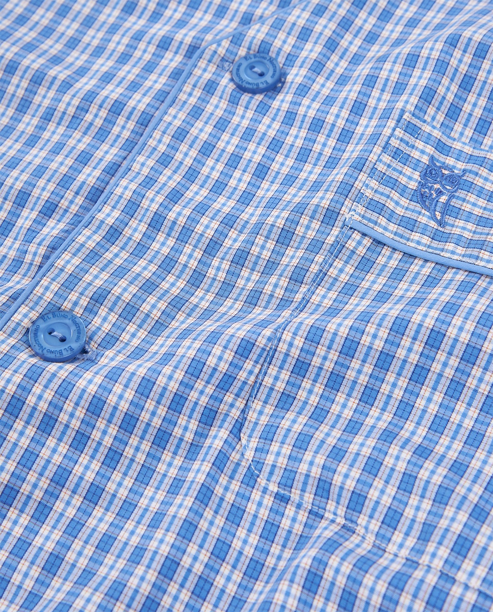 Pijama de Tecido Curto sem Gola Azul-celeste-4