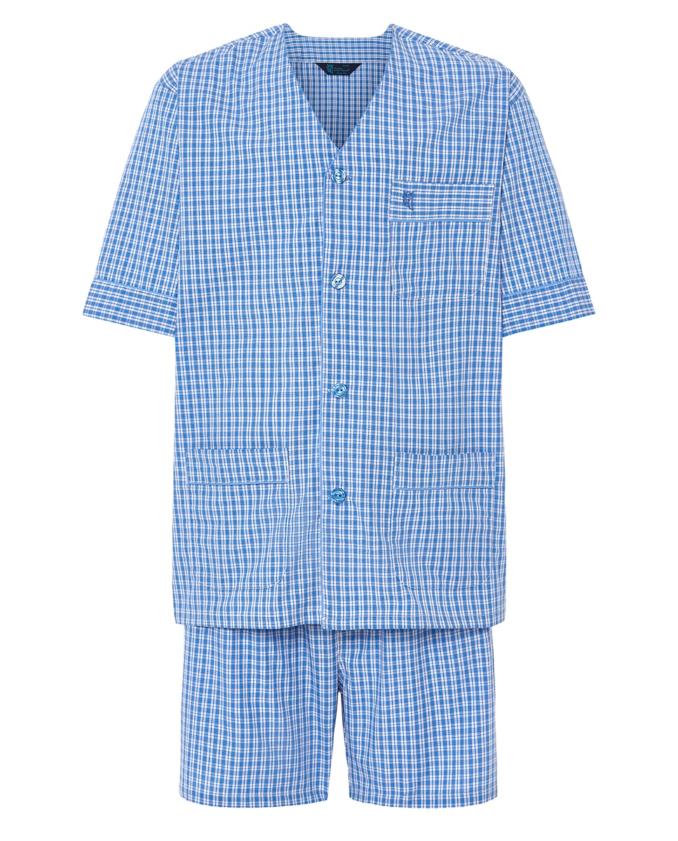 Pijama de Tecido Curto sem Gola Azul-celeste-5