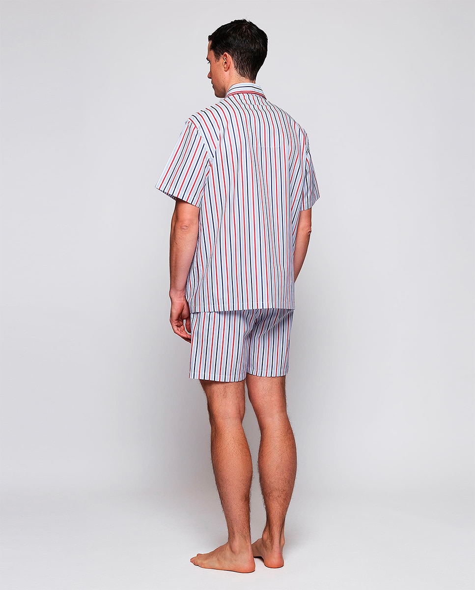 Pijama Curto às Riscas Azul-marinho-2