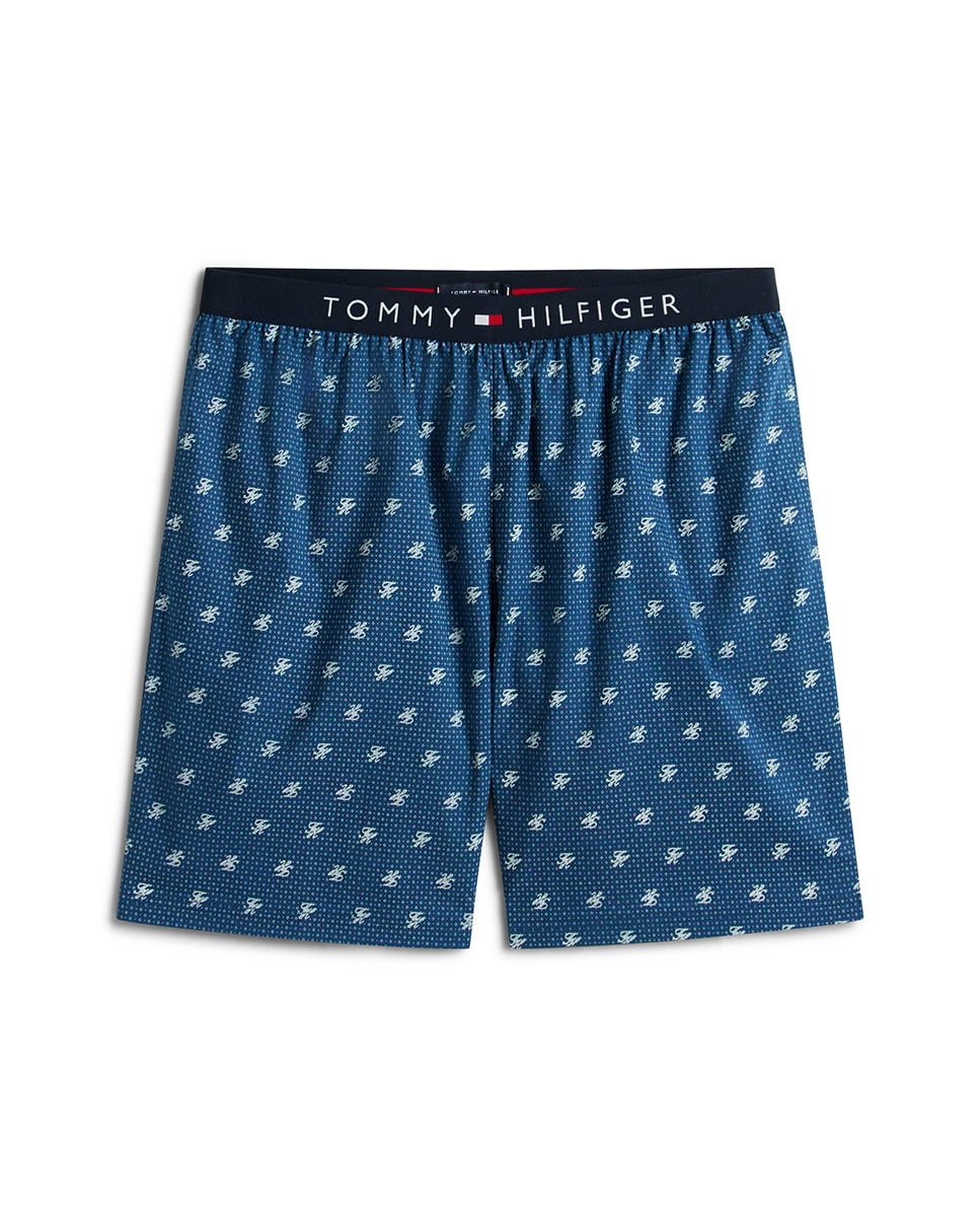 Conjunto de Pijama com T-shirt e Calções de Tecido com Estampado Azul-6