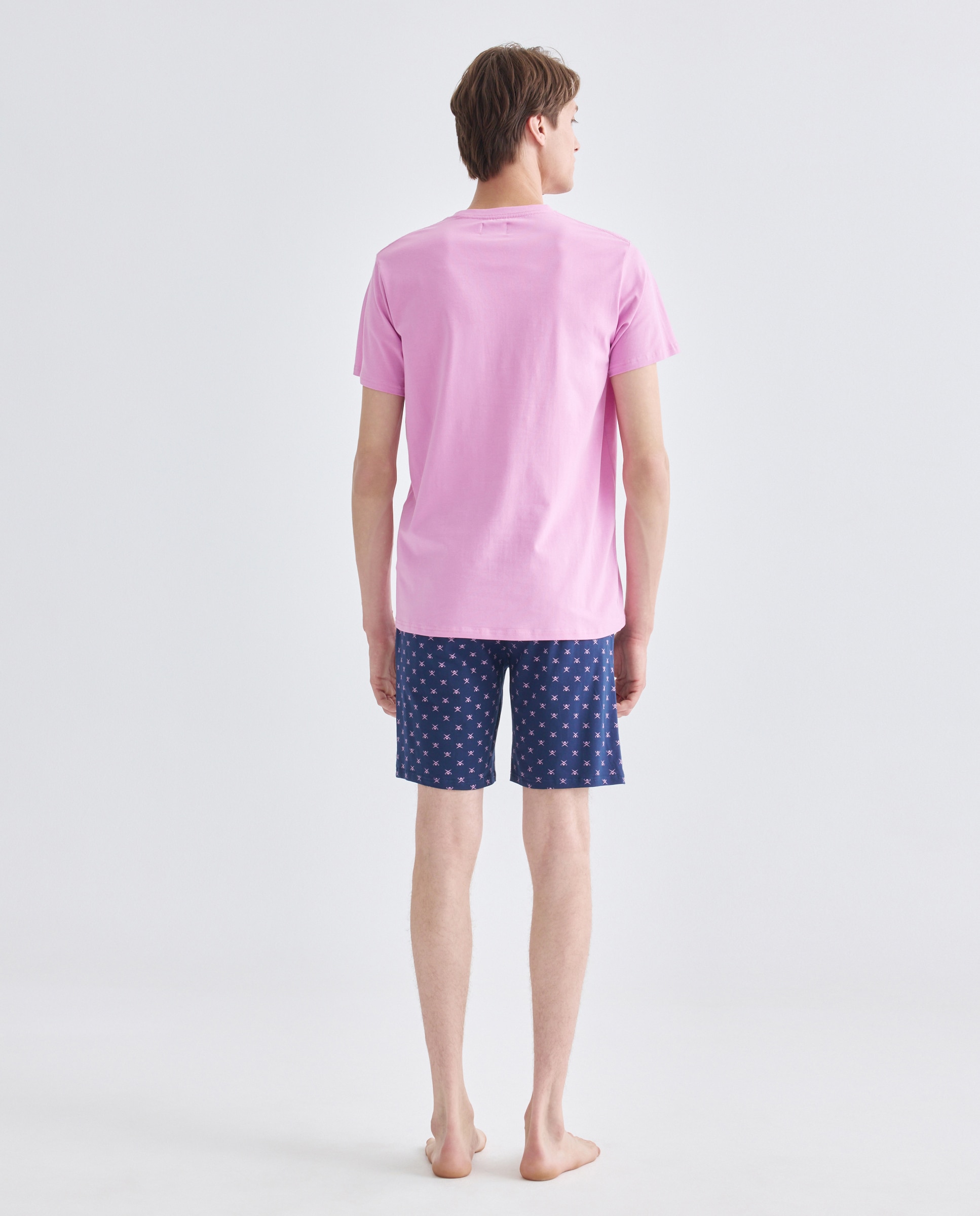 Conjunto de Pijama de Malha Curto com Estampado Azul-2