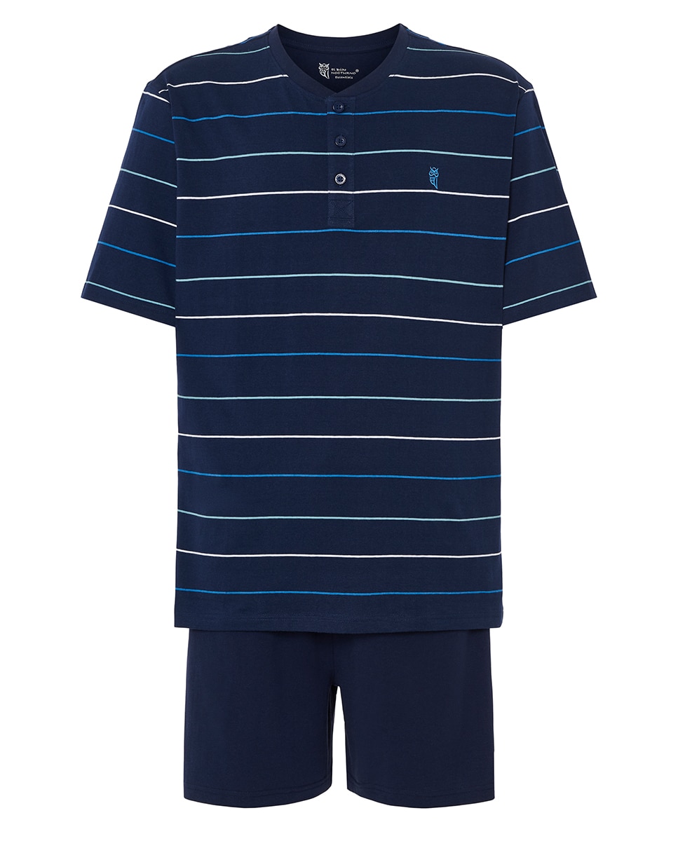 Pijama punto corto tapeta - El Búho Nocturno - Azul marino Azul marino-5