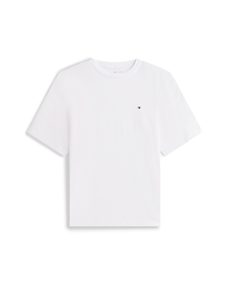 Conjunto de Pijama de Malha com T-shirt Lisa e Calças com Estampado Branco-5