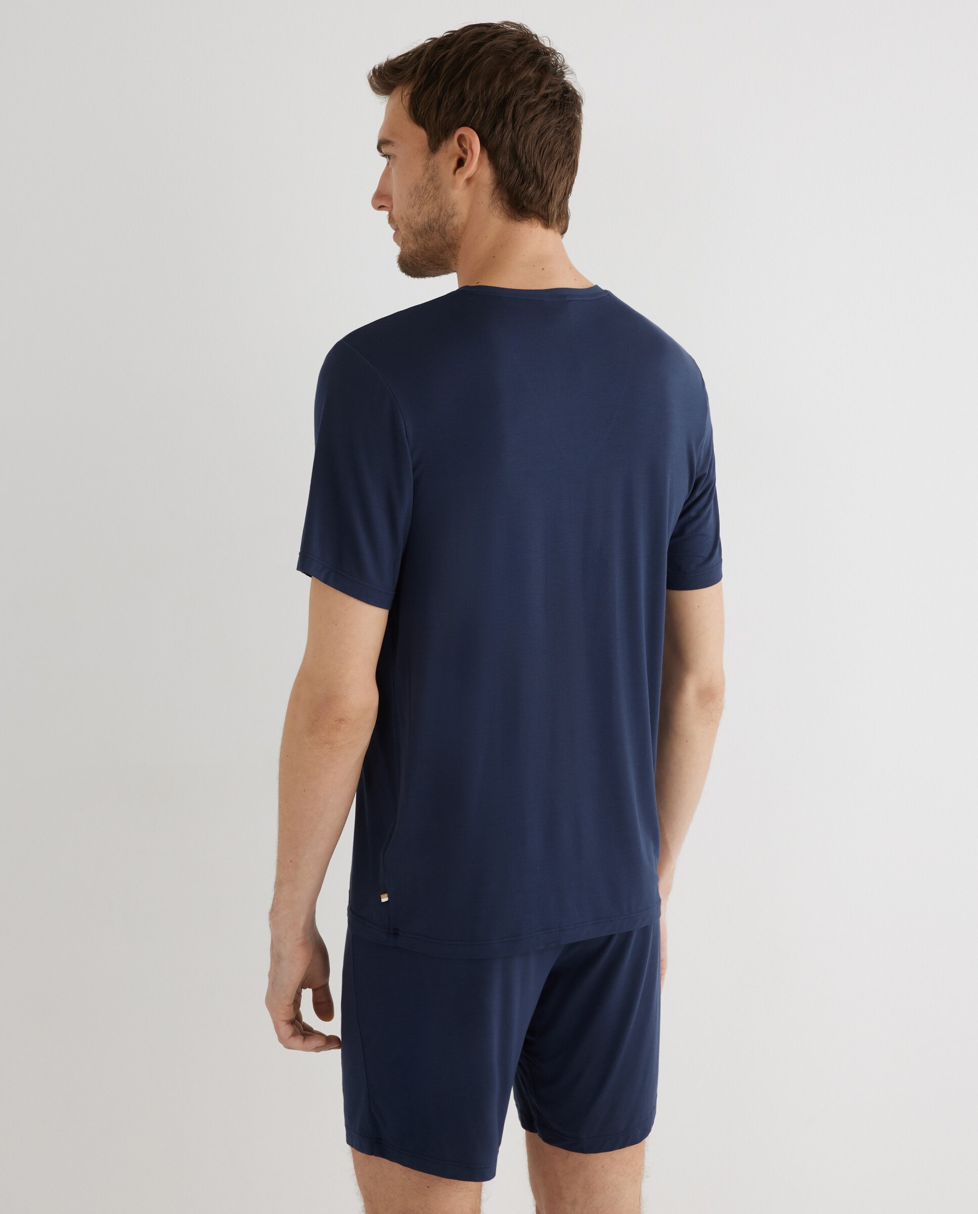 T-shirt de pijama de micro modal azul com manga curta Azul-marinho-2