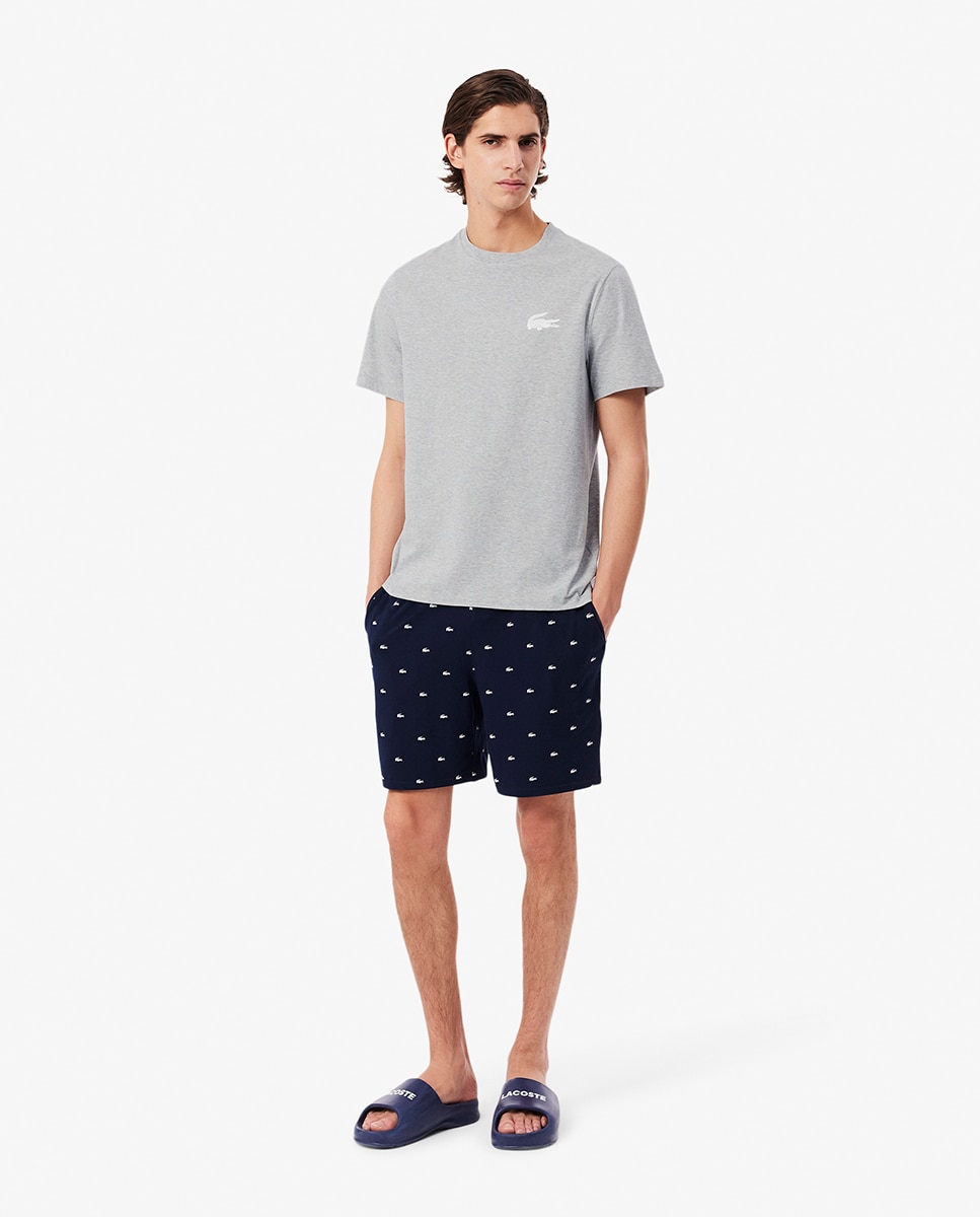 Camiseta Lacoste loungewear de algodón con micrologo - Gris claro Gris claro-6