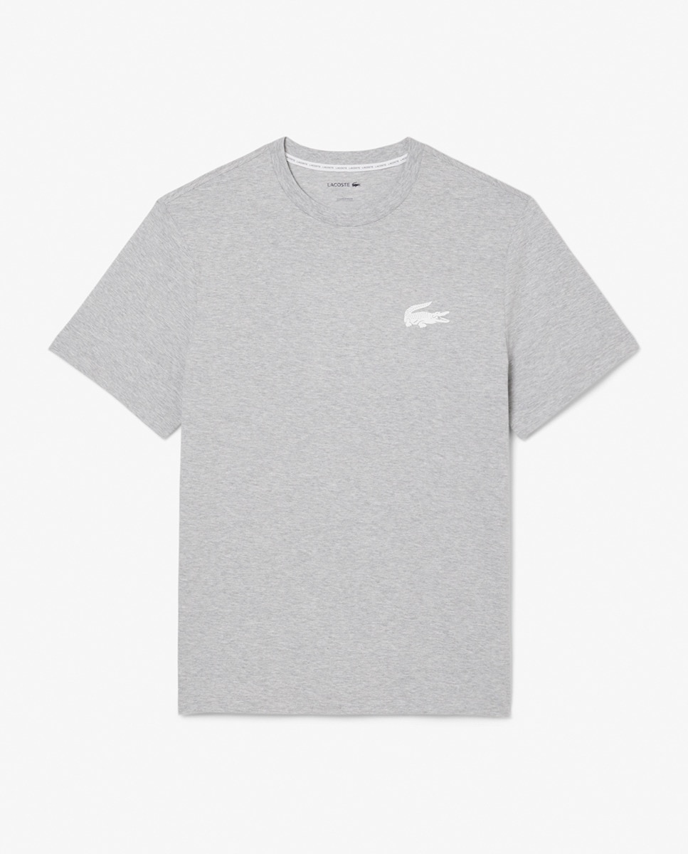 Camiseta Lacoste loungewear de algodón con micrologo - Gris claro Gris claro-4
