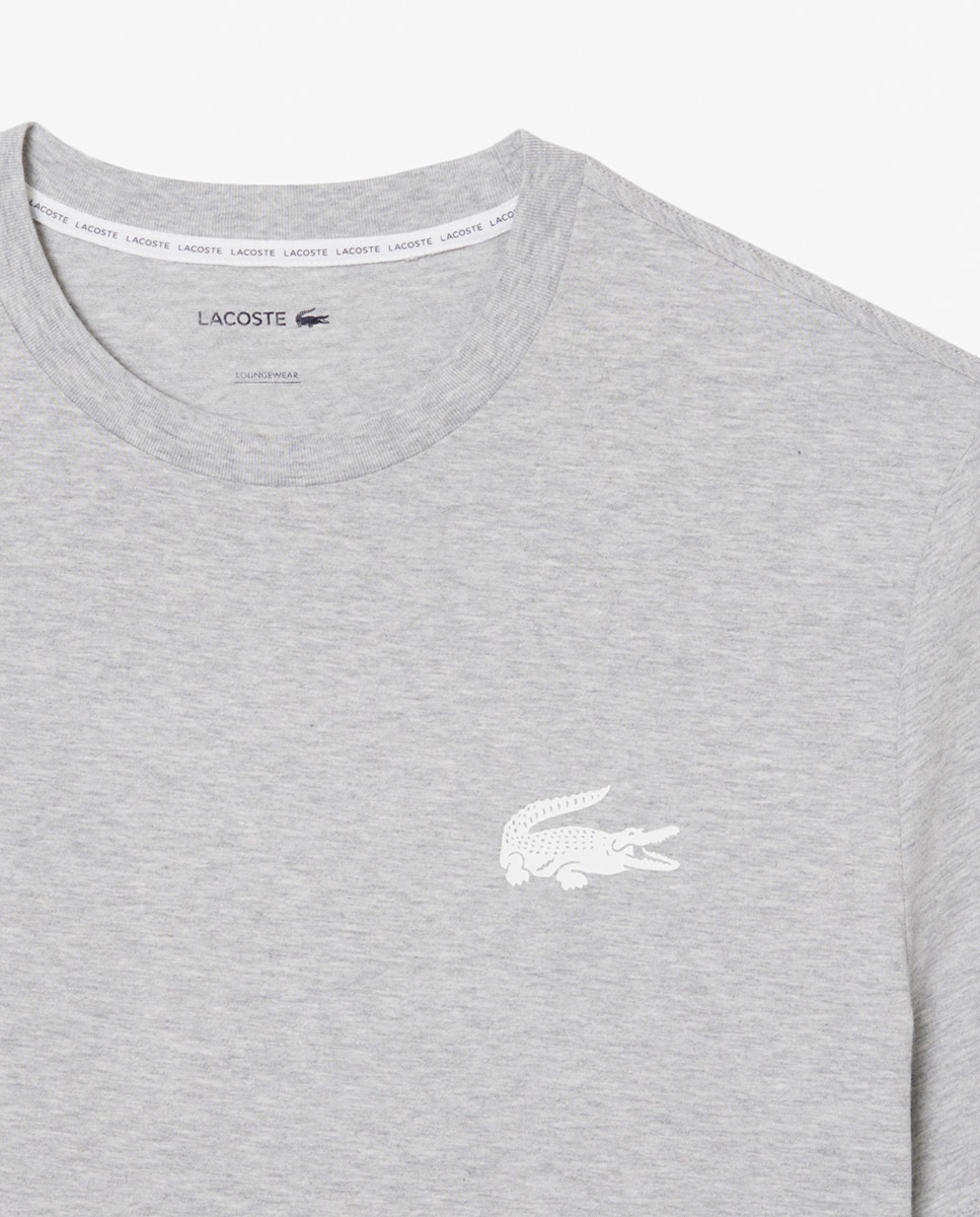 T-shirt Loungewear de Algodão com Estampado de Crocodilo Cinzento-claro-7