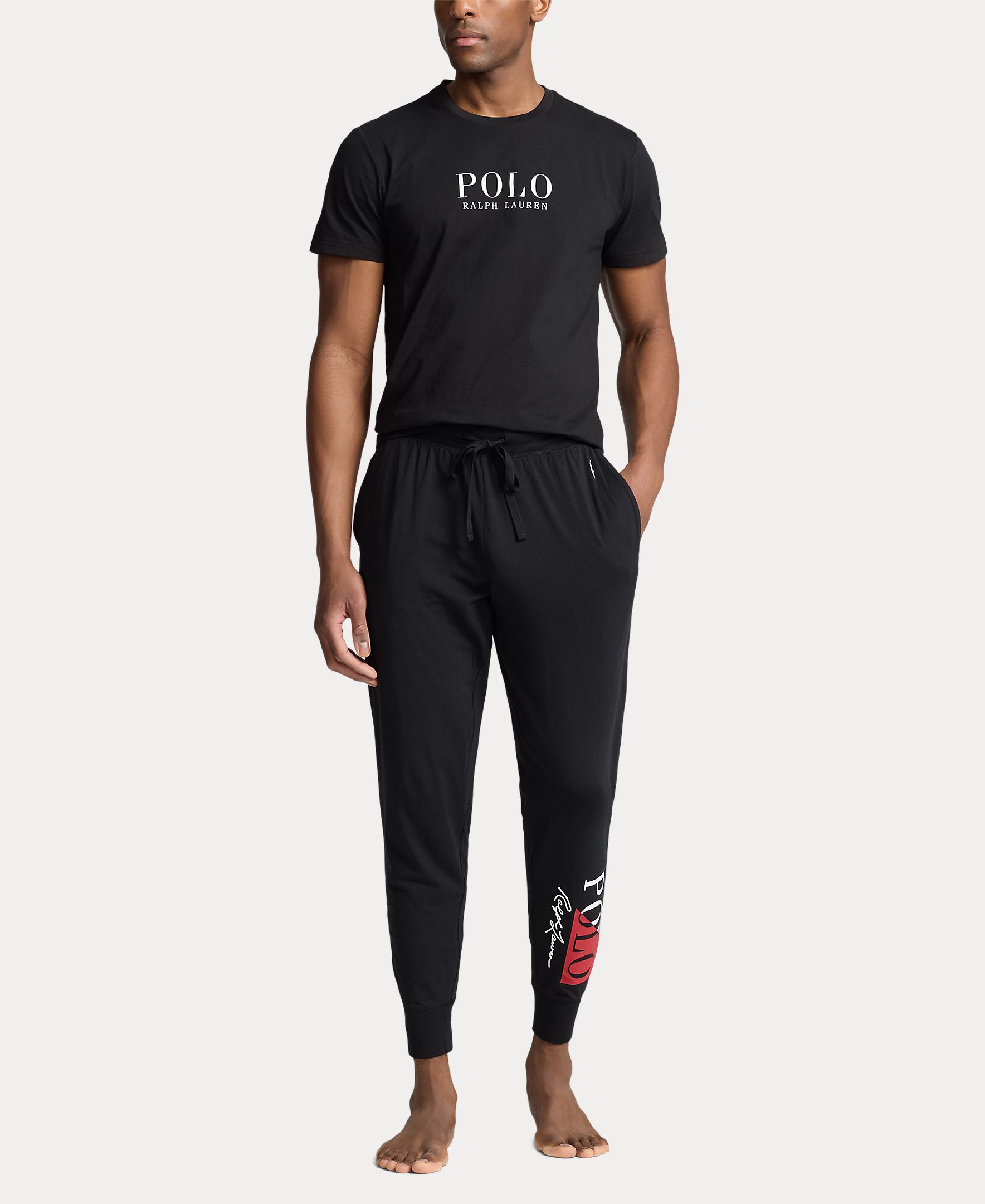 Camisola de Pijama de Malha de Algodão com Logótipo Preto-4
