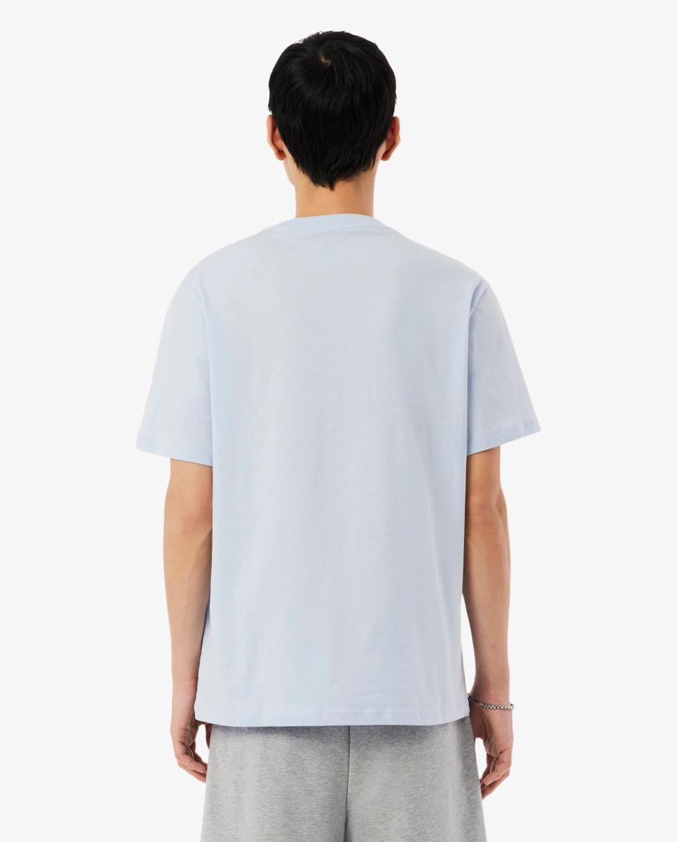 T-shirt Loungewear de Algodão com Micro Logótipo Azul-claro-2