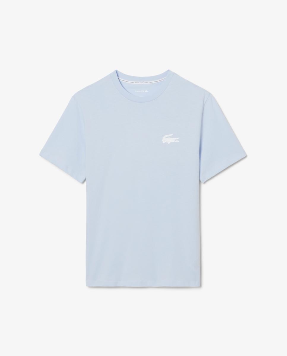 T-shirt Loungewear de Algodão com Micro Logótipo Azul-claro-4