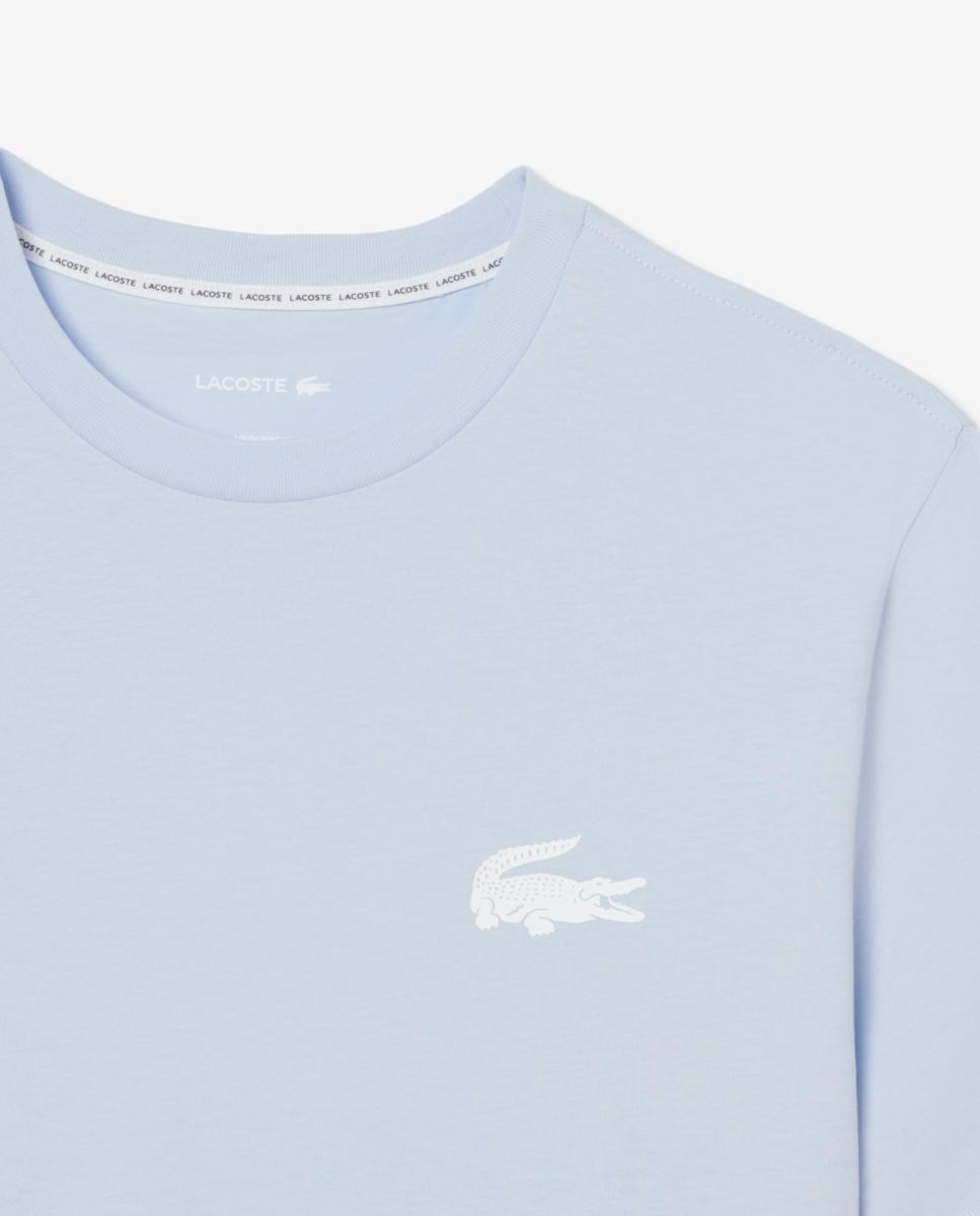 T-shirt Loungewear de Algodão com Micro Logótipo Azul-claro-5