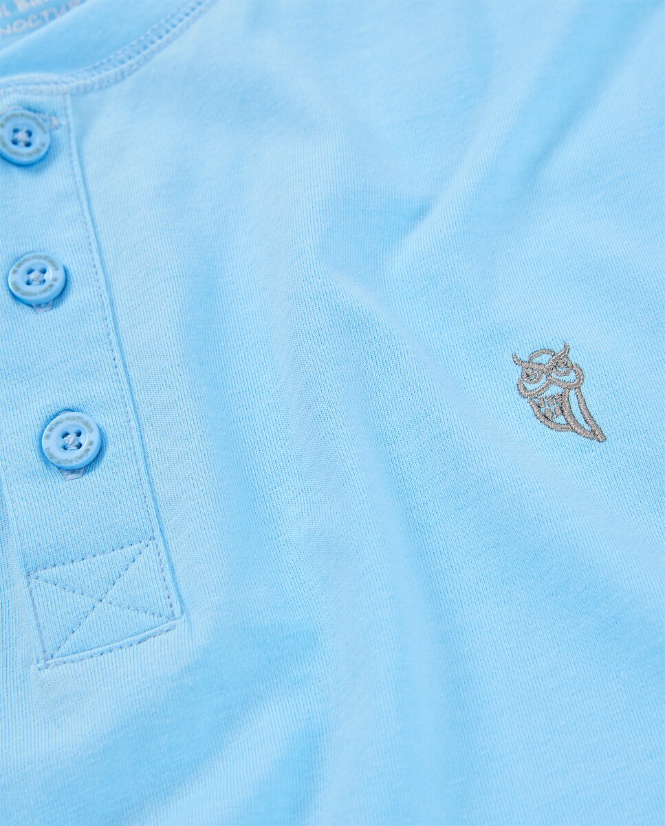 T-shirt de Manga Curta com Carcela Azul-celeste-4
