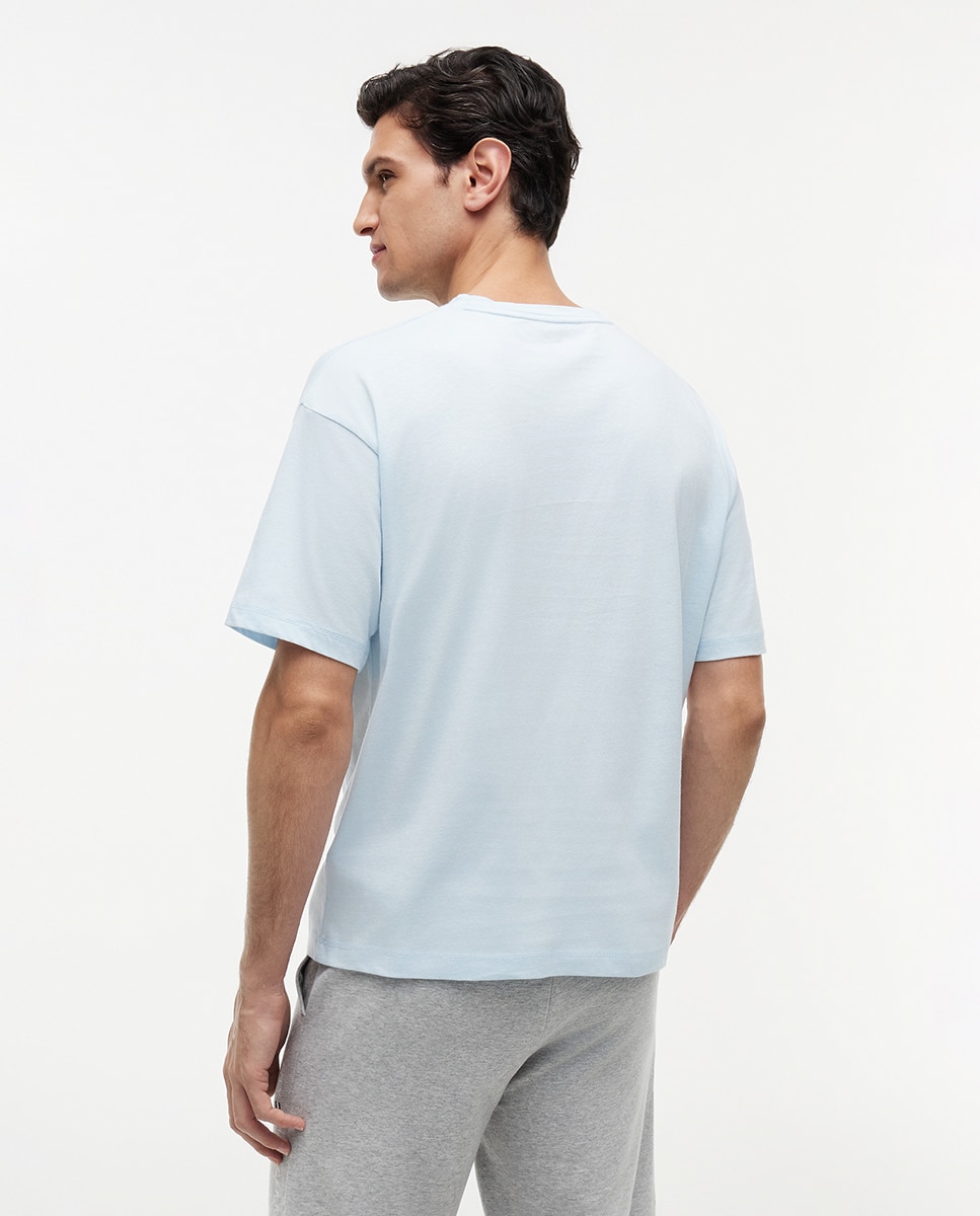 T-shirt Básica com Logótipo Clássico Azul-claro-2