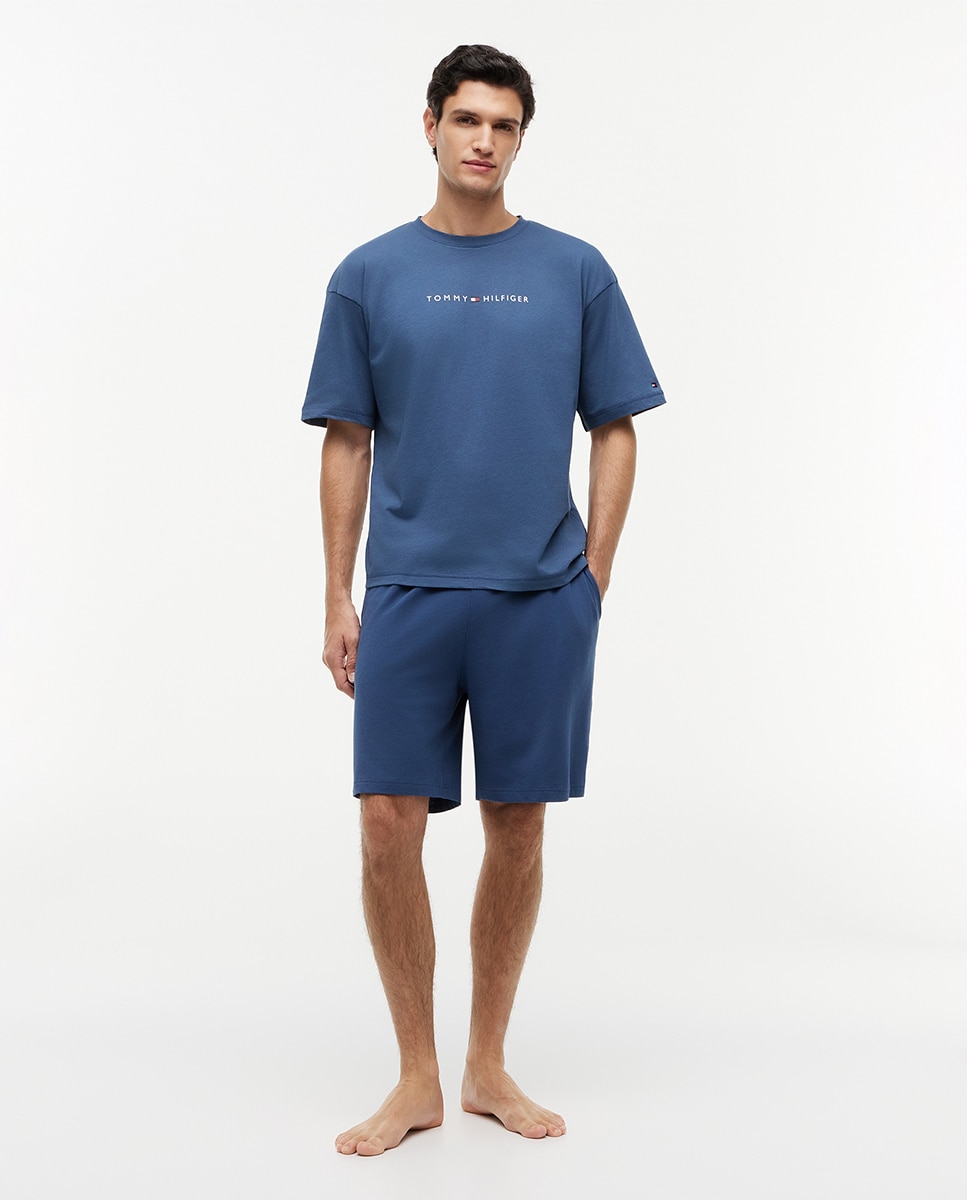 T-shirt Básica com Logótipo Clássico Azul-5