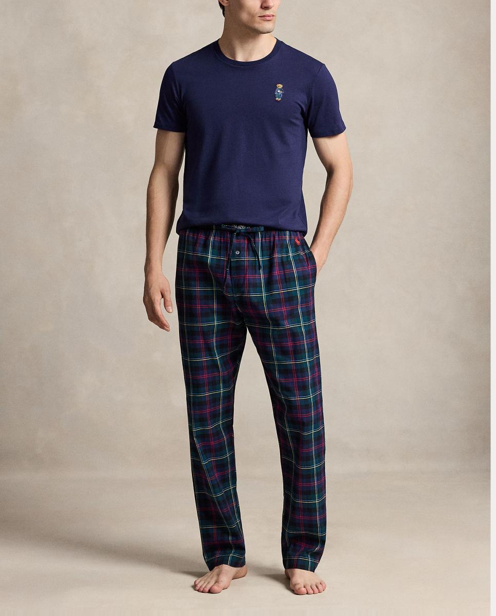 Camisola de Pijama de Algodão com Polo Bear Azul-marinho-4