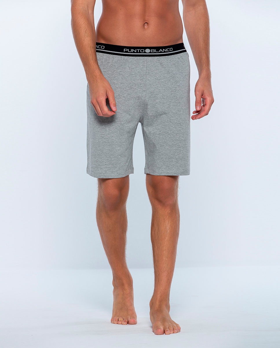 Calções de Pijama 100% Algodão Penteado Cinzento-1
