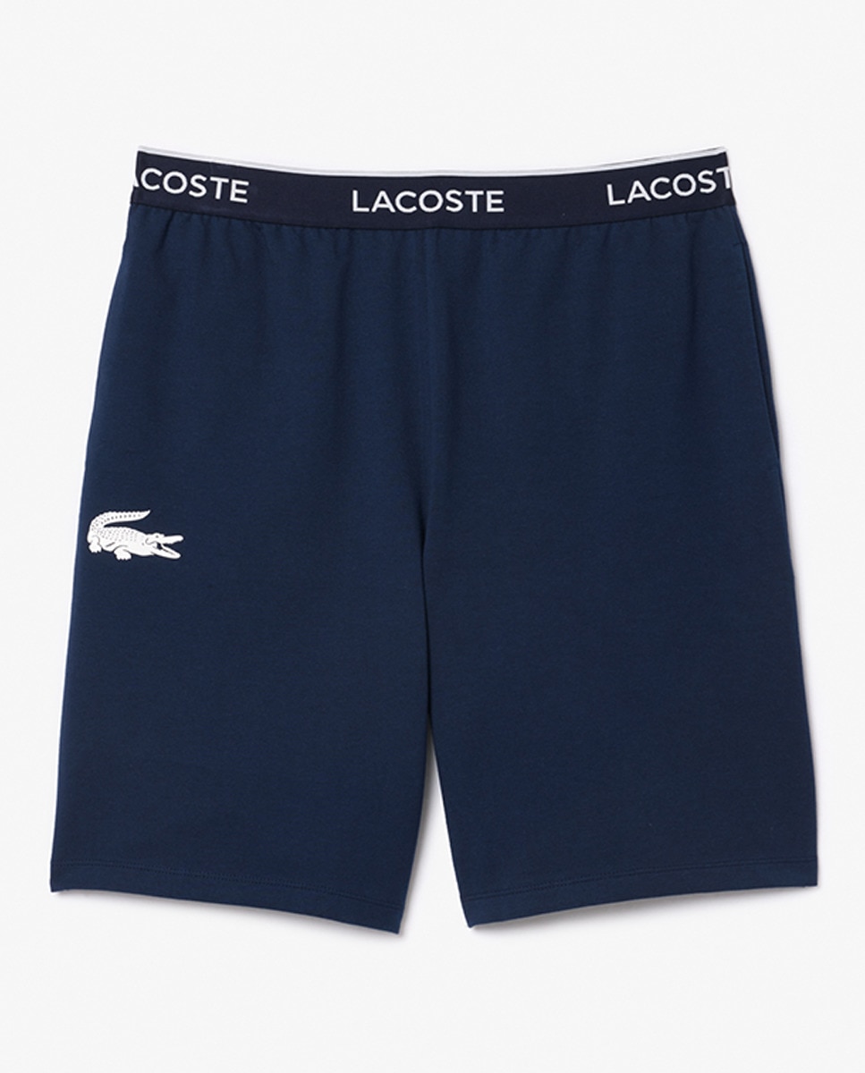 Calções Homewear de Forro Polar com Logótipo na Cintura Azul-marinho-1