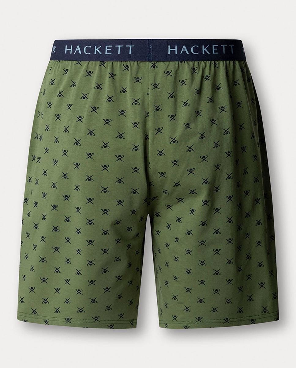 Calções de Malha de Algodão com Estampado Verde-2